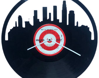 Los Angeles Skyline Vinyl Record Clock The Beach Boys