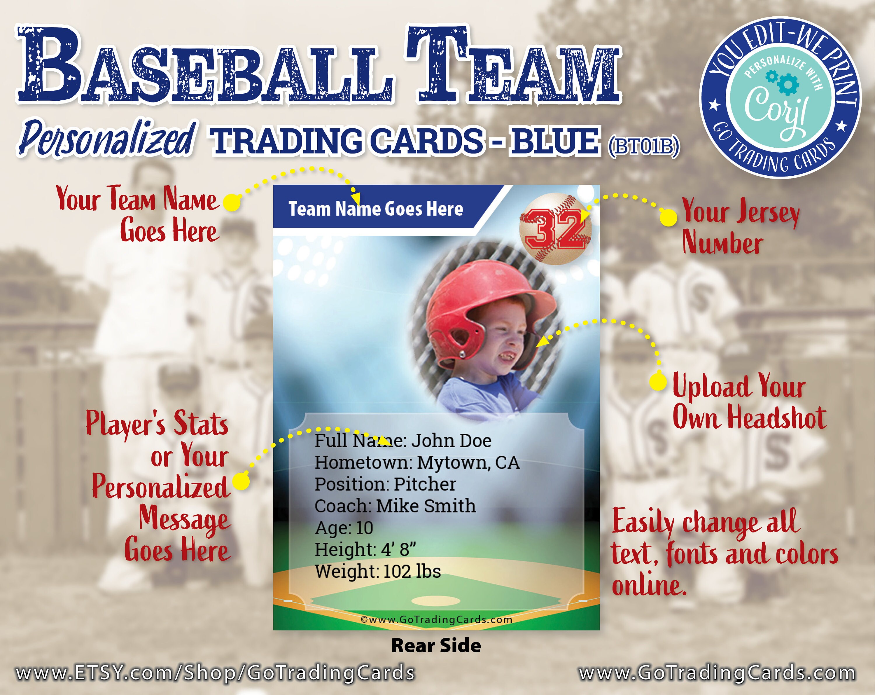 Baseball Team Custom Baseball Trading Card Template Print &amp; | Etsy