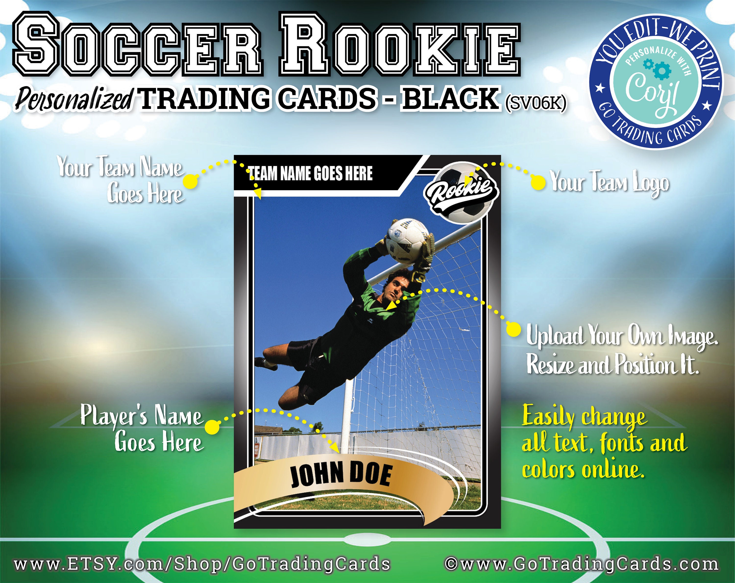 Custom Soccer Trading Cards. YouEdit WePrint & Ship. Soccer Etsy