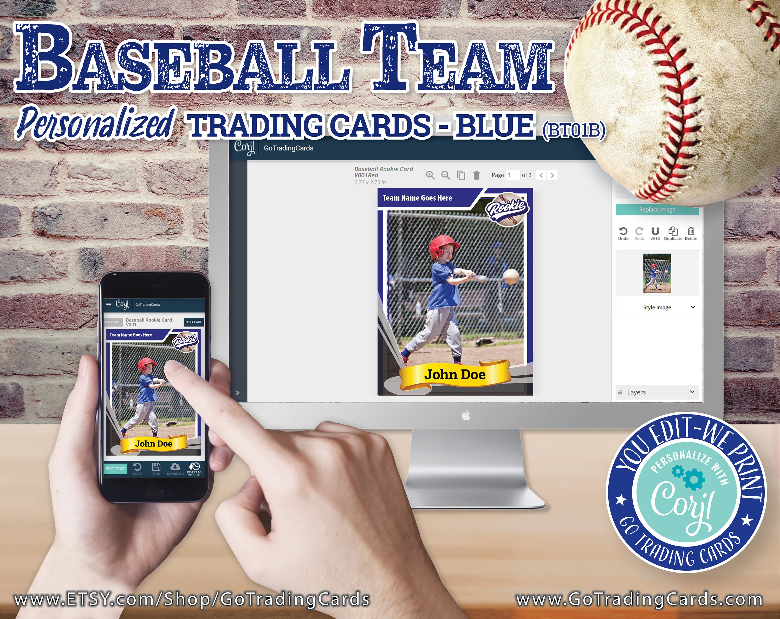 Baseball Team Custom Baseball Trading Card Template Print & Etsy