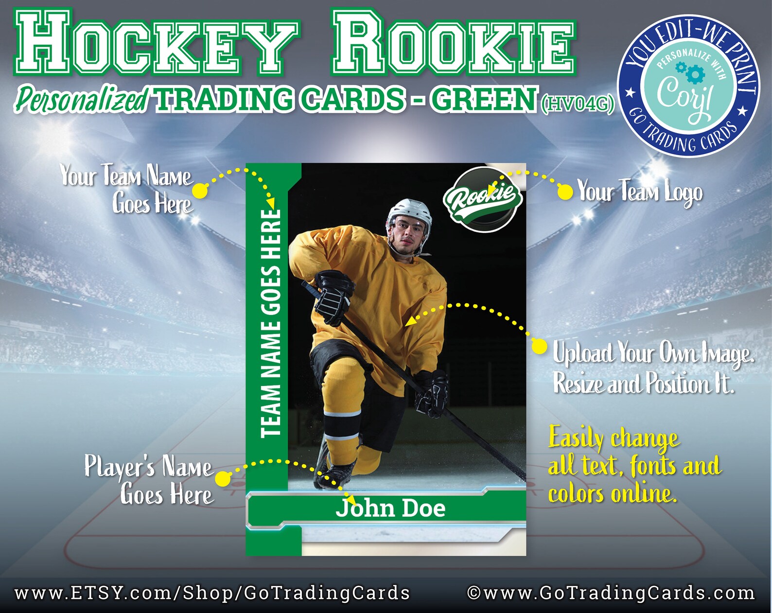 Hockey Team Custom Hockey Trading Card Template. Print & Etsy