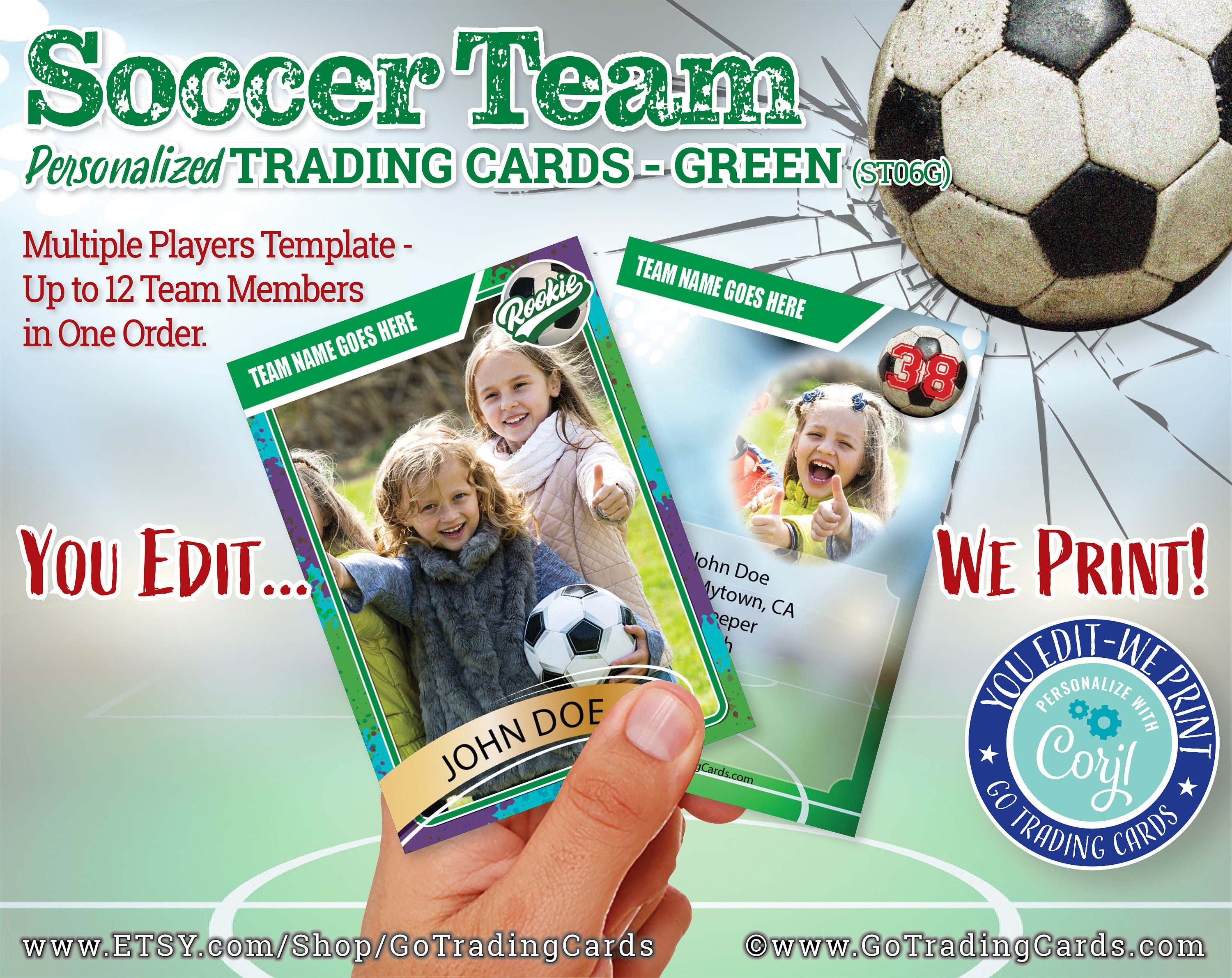 Soccer Team Custom Trading Cards Soccer Card YouEdit Etsy
