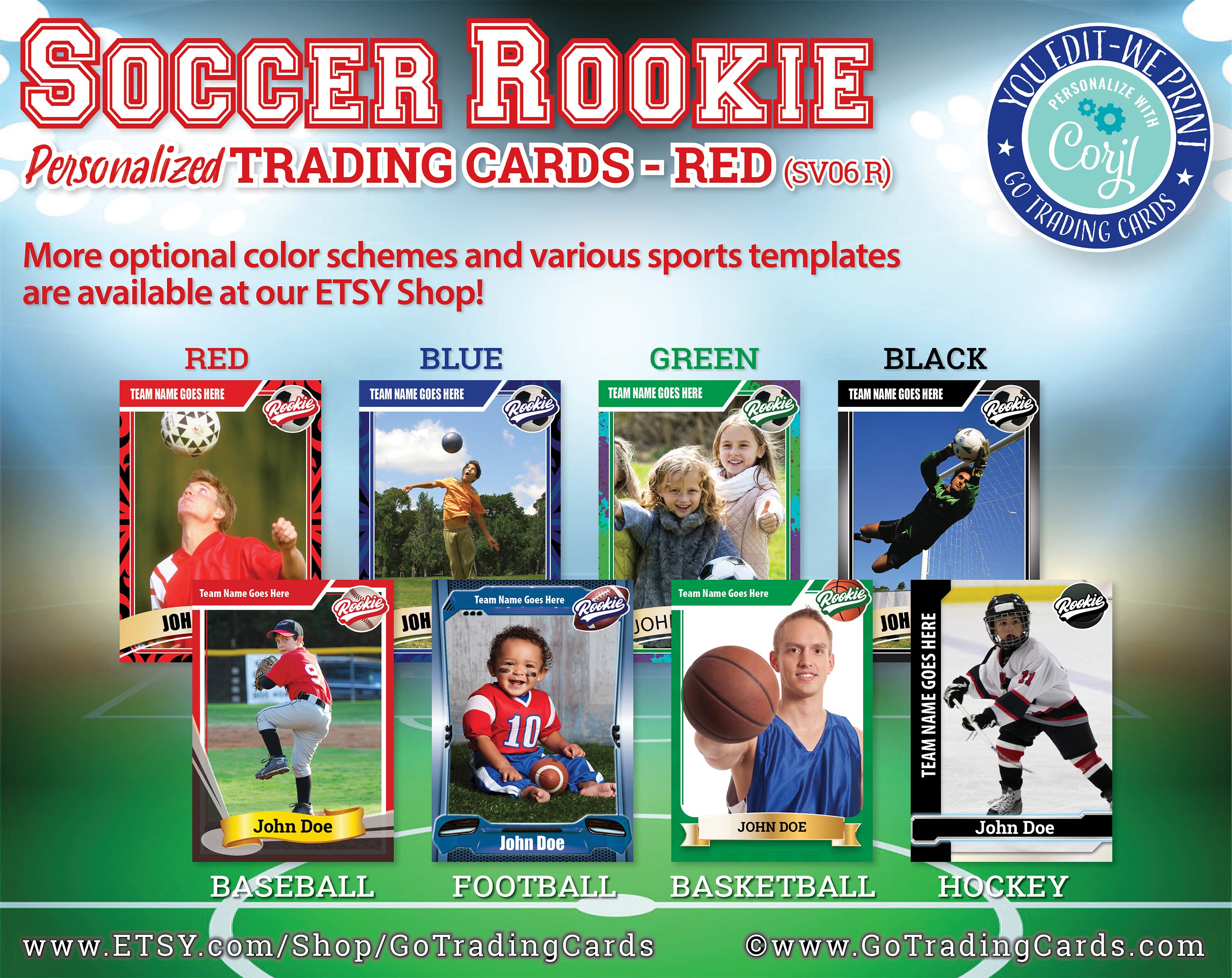 Custom Soccer Trading Cards. YouEdit WePrint & Ship. Kids Etsy