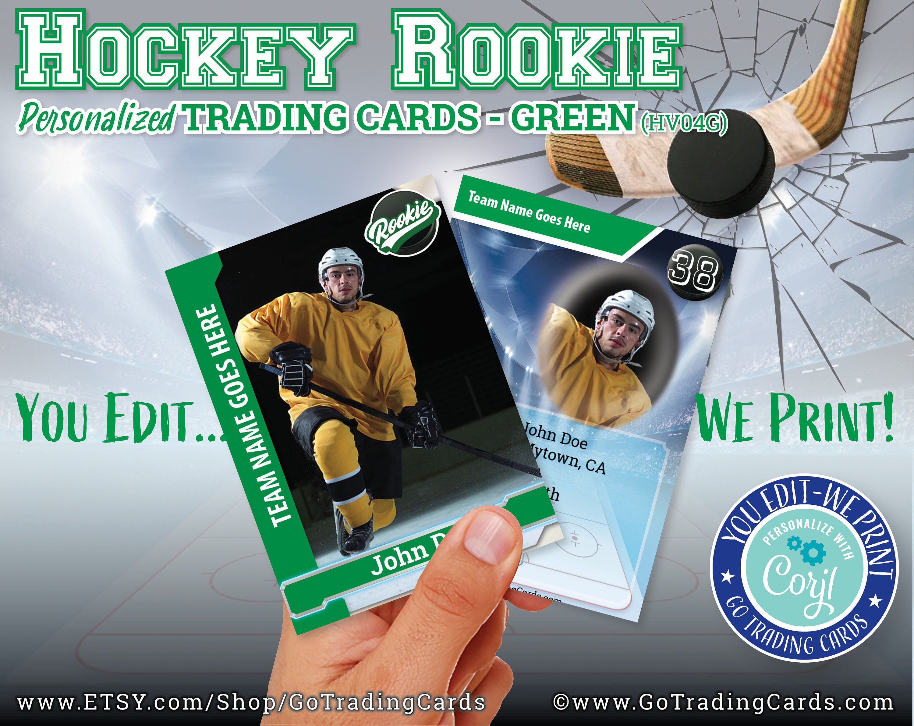 Hockey Team Custom Hockey Trading Card Template. Print & Etsy