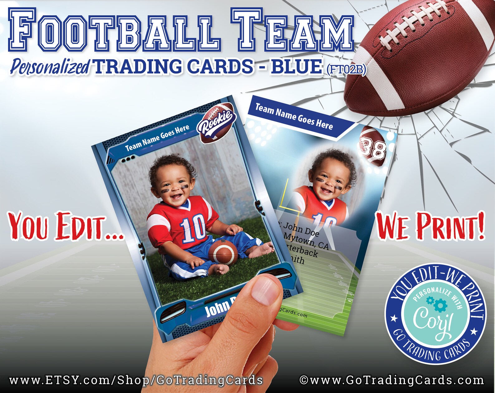 Custom Football Trading Cards. Youedit Weprint & Ship. NFL Etsy