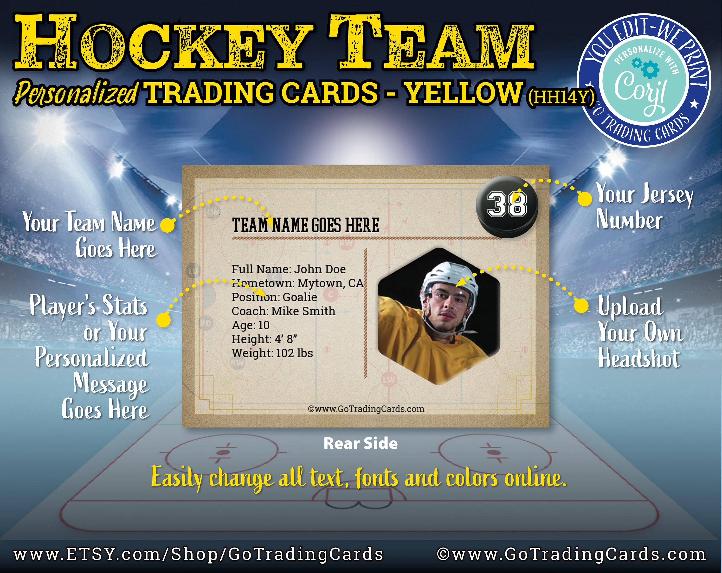 Hockey Team Personalized Hockey Trading Card Template Print Etsy