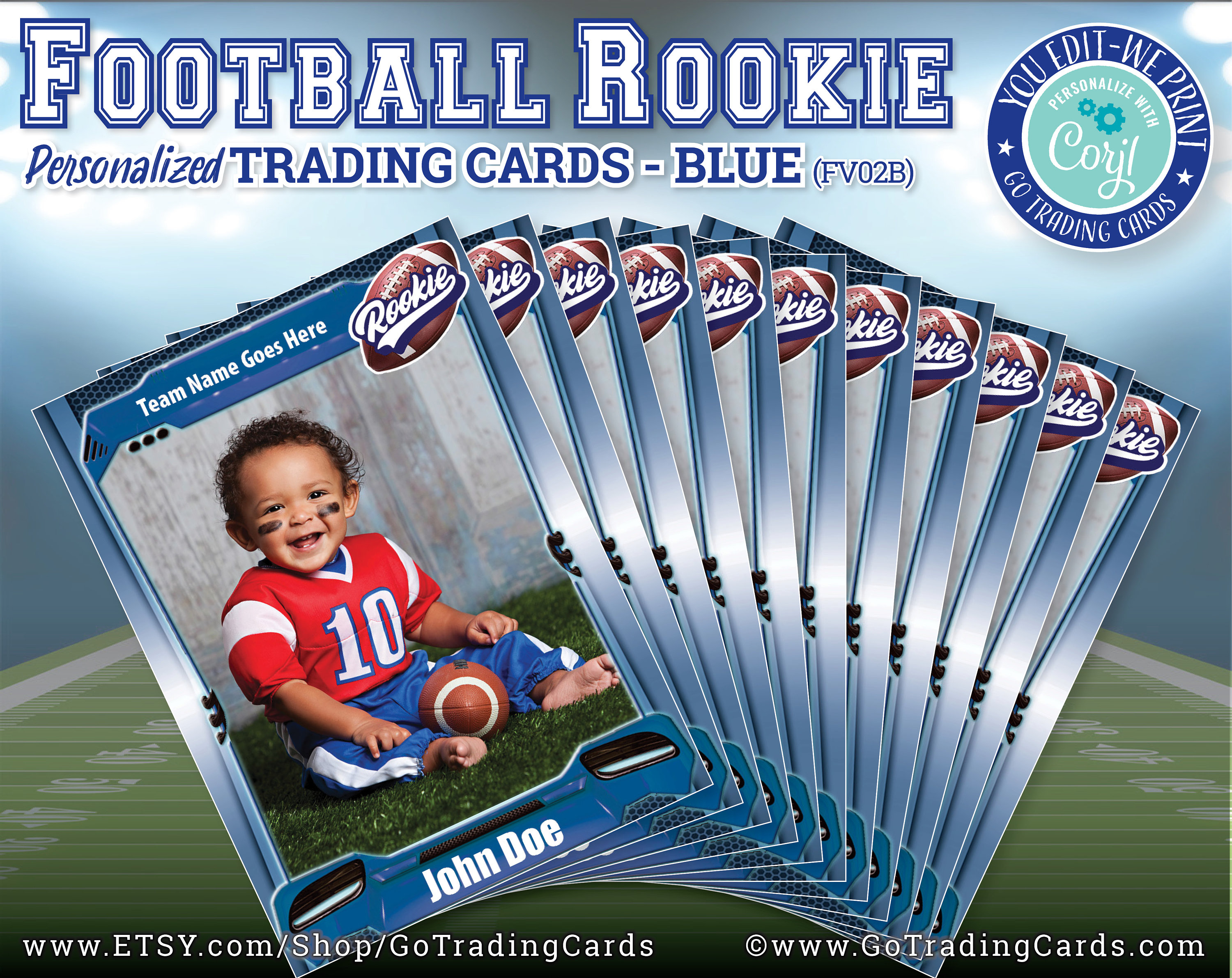 Custom Football Trading Cards. YouEdit WePrint & Ship. NFL Etsy