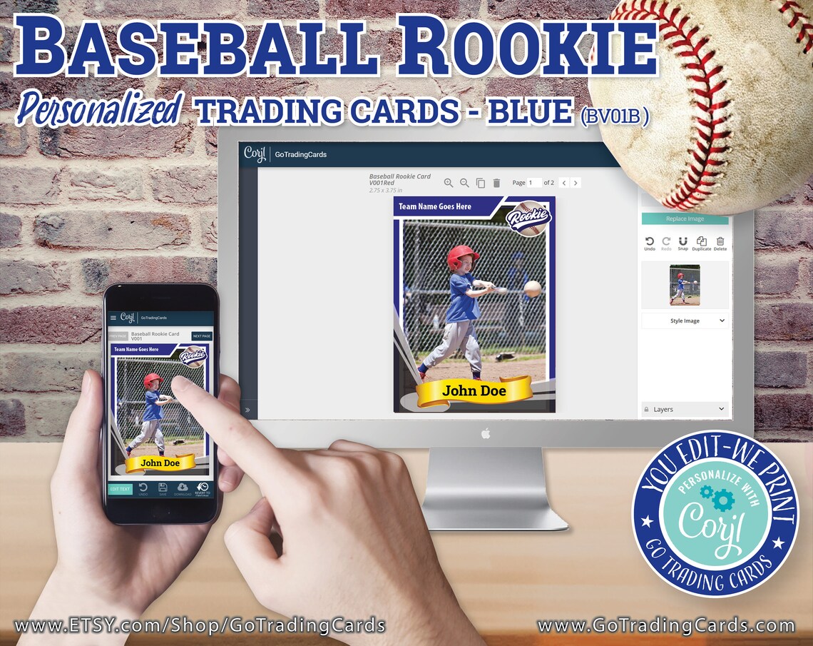 Baseball Rookie Card Custom Trading Card Template. Print & Etsy