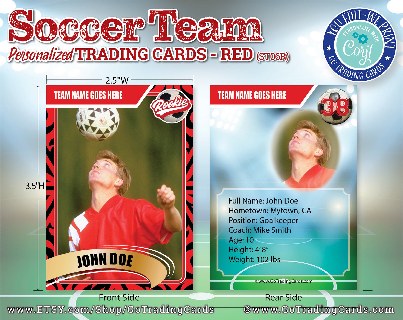 Soccer Team Custom Trading Cards Soccer Card YouEdit Etsy