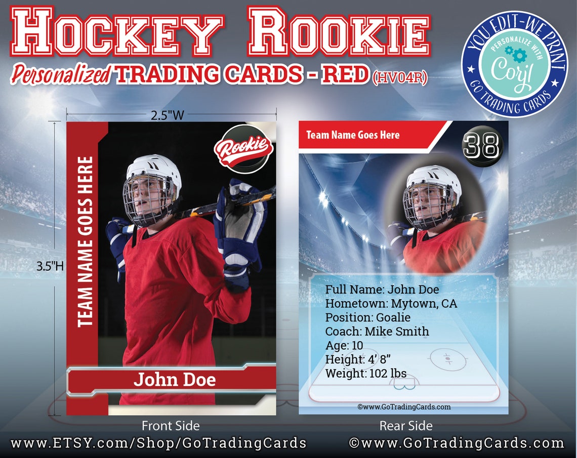 Custom Hockey Trading Cards. You-Edit We-Print & Ship. NHL | Etsy