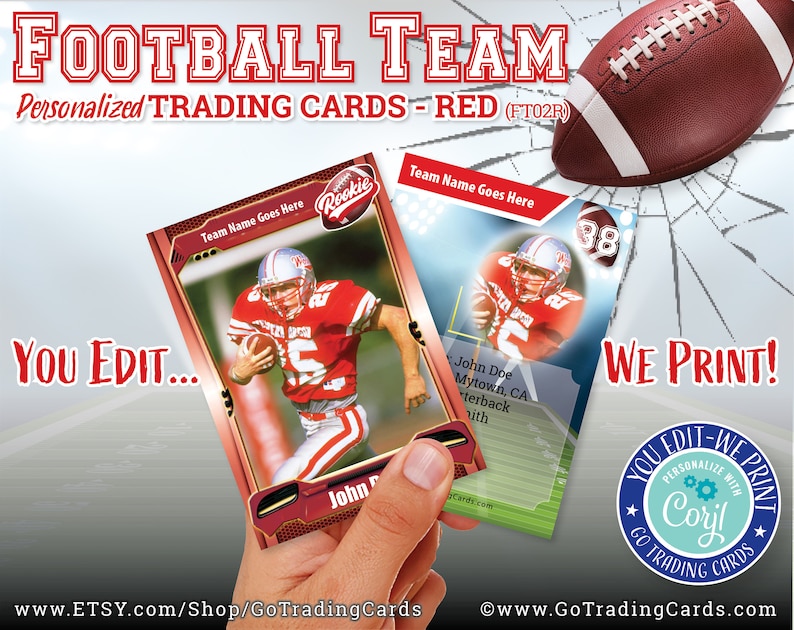 Custom Football Trading Cards. YouEdit WePrint & Ship. NFL Etsy