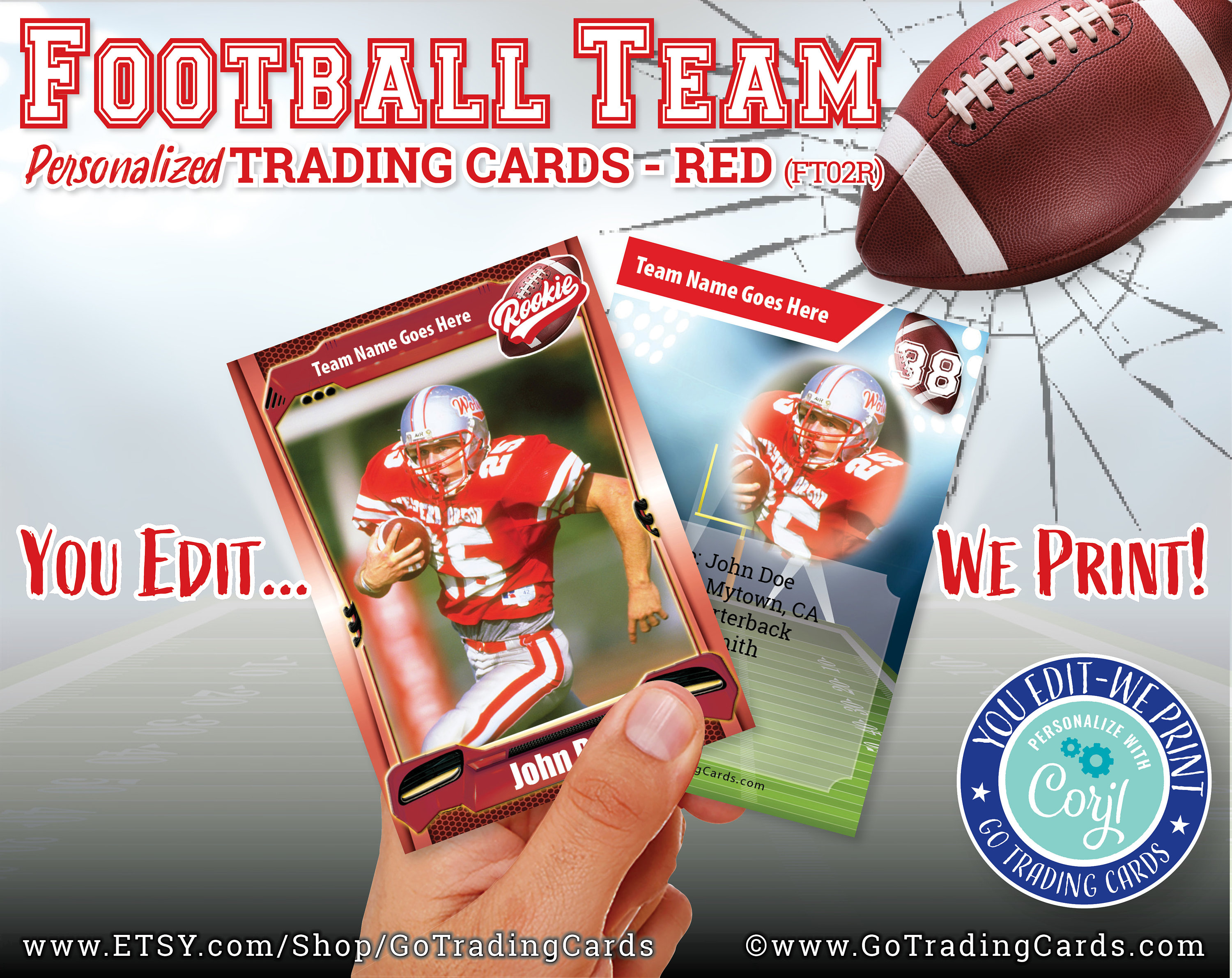 Custom Football Trading Cards. YouEdit WePrint & Ship. NFL Etsy