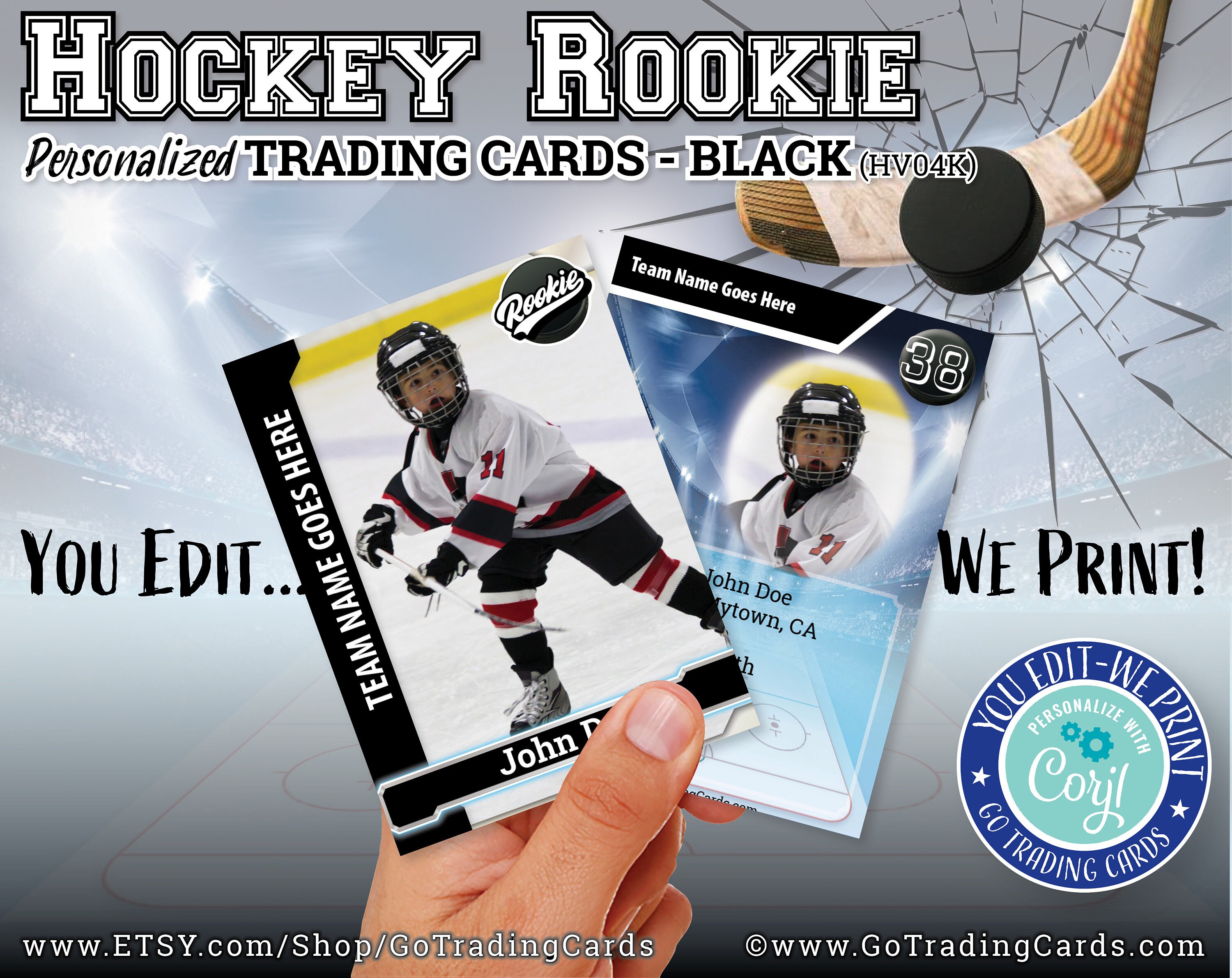 Hockey Team Personalized Hockey Trading Card Template Print Etsy