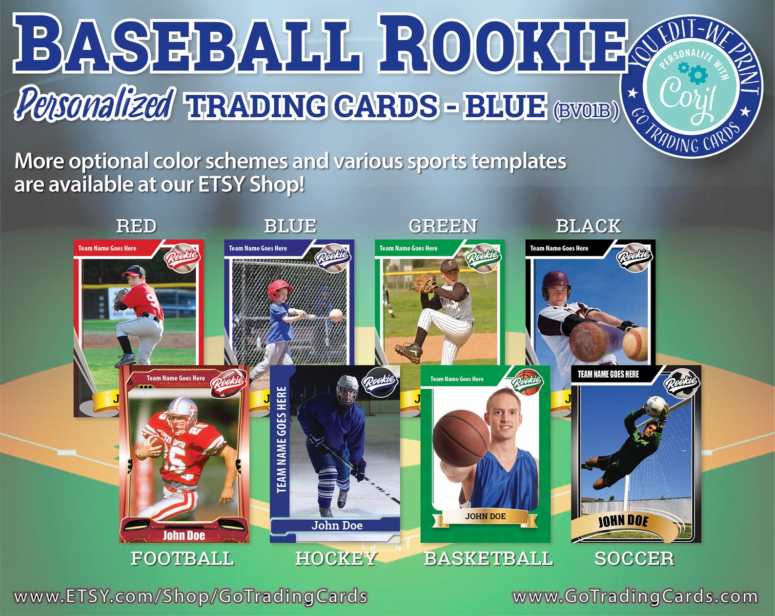 Baseball Rookie Card Custom Trading Card Template. Print & Etsy