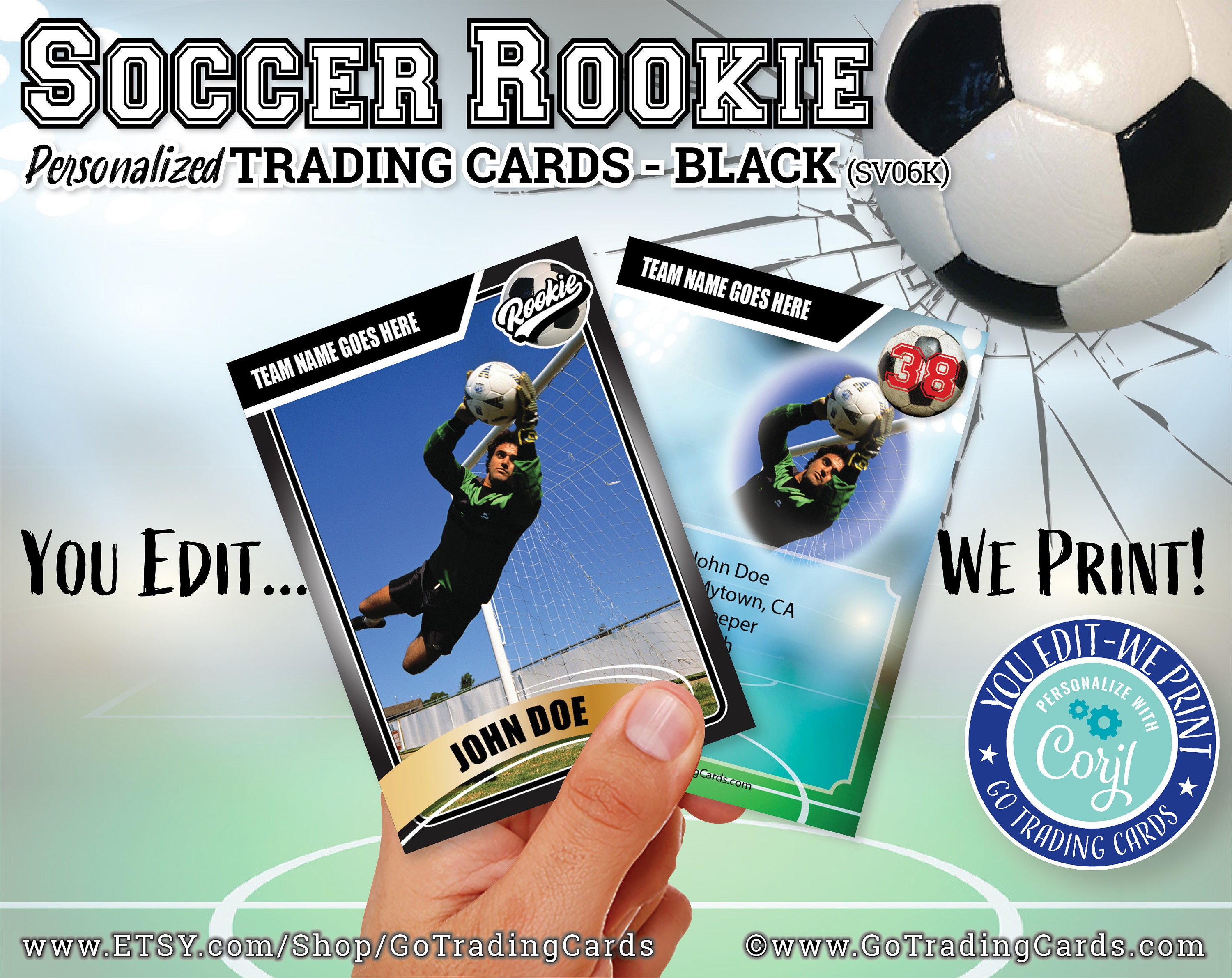 Custom Soccer Trading Cards. YouEdit WePrint & Ship. Soccer Etsy