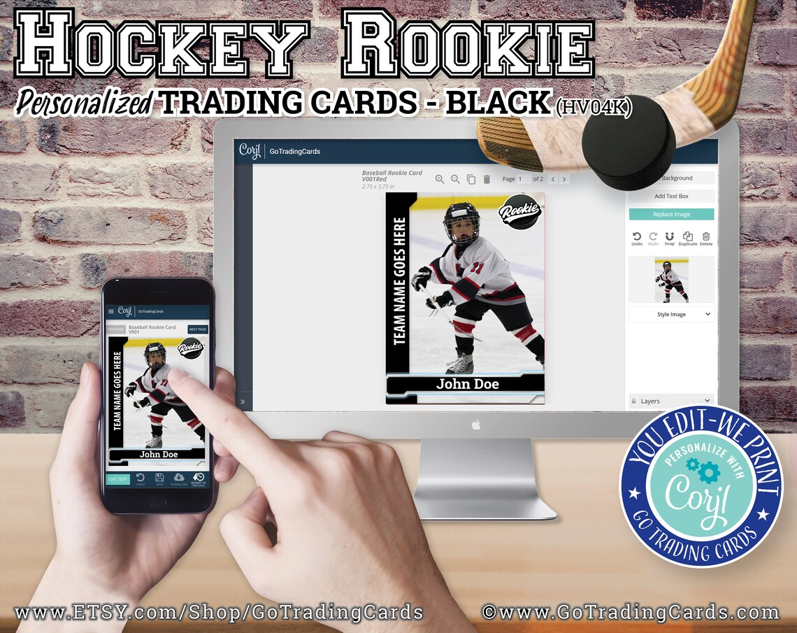 Hockey Team Personalized Hockey Trading Card Template Print Etsy
