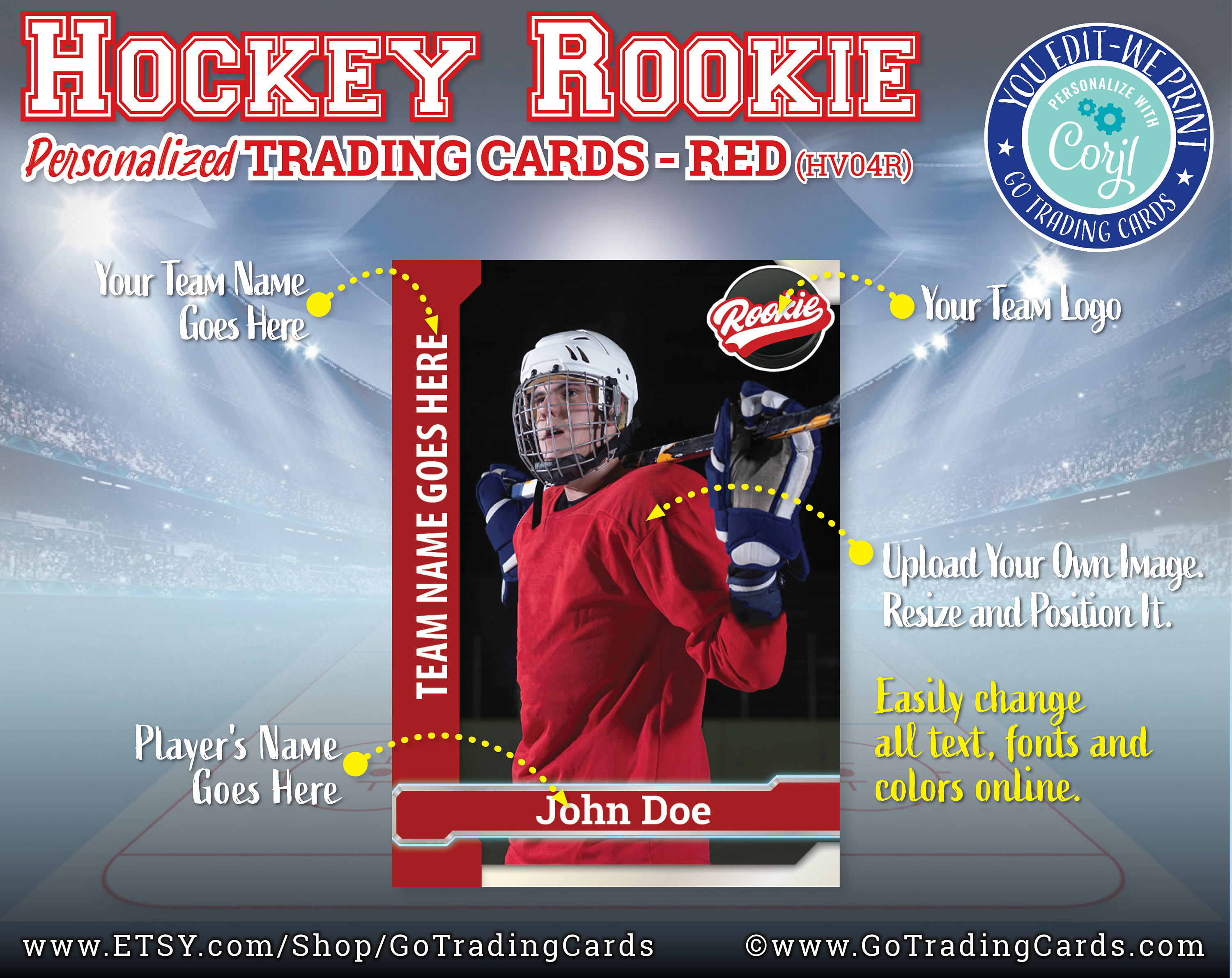 Custom Hockey Trading Cards. Youedit Weprint & Ship. NHL Etsy