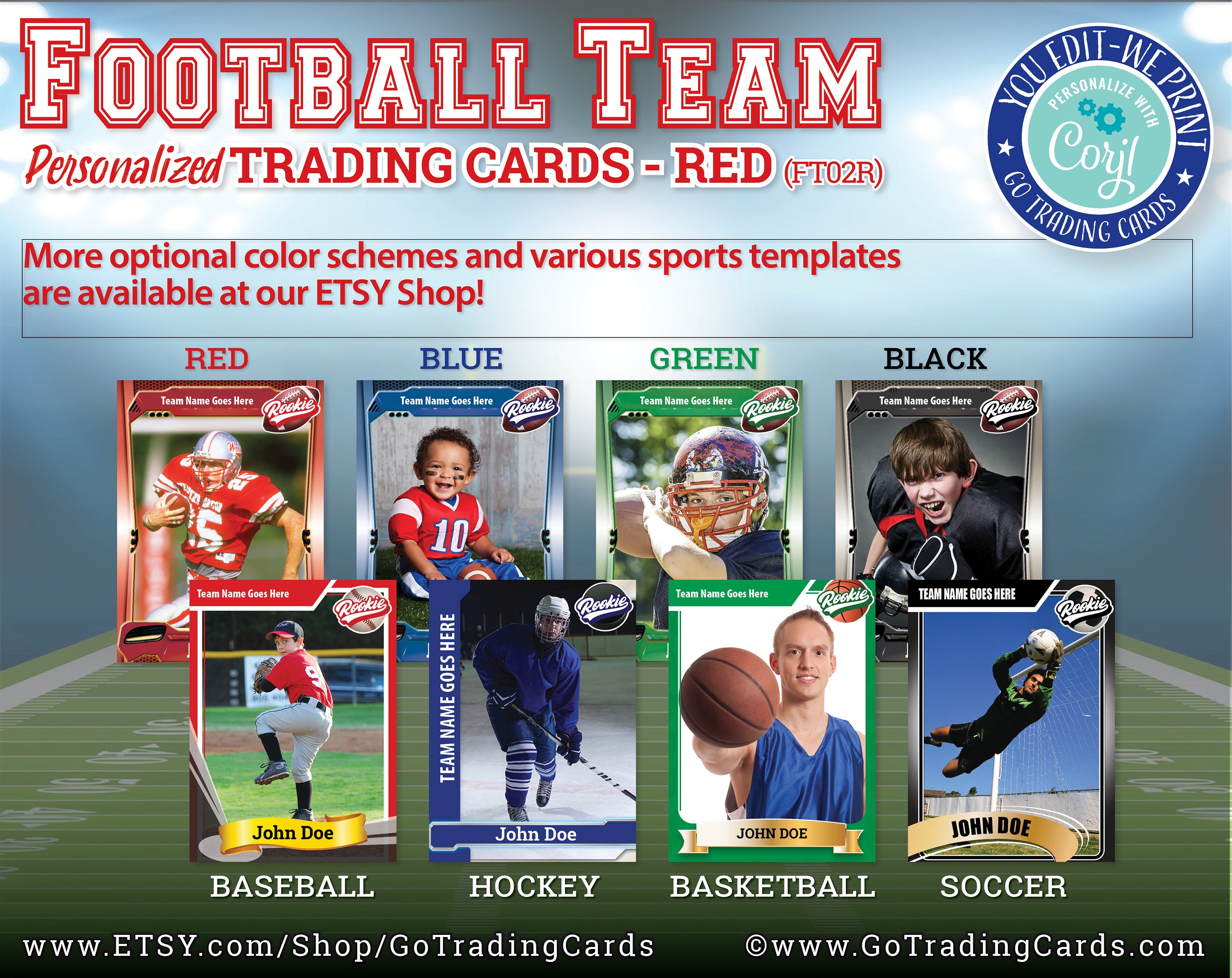 Custom Football Trading Cards. YouEdit WePrint & Ship. NFL Etsy