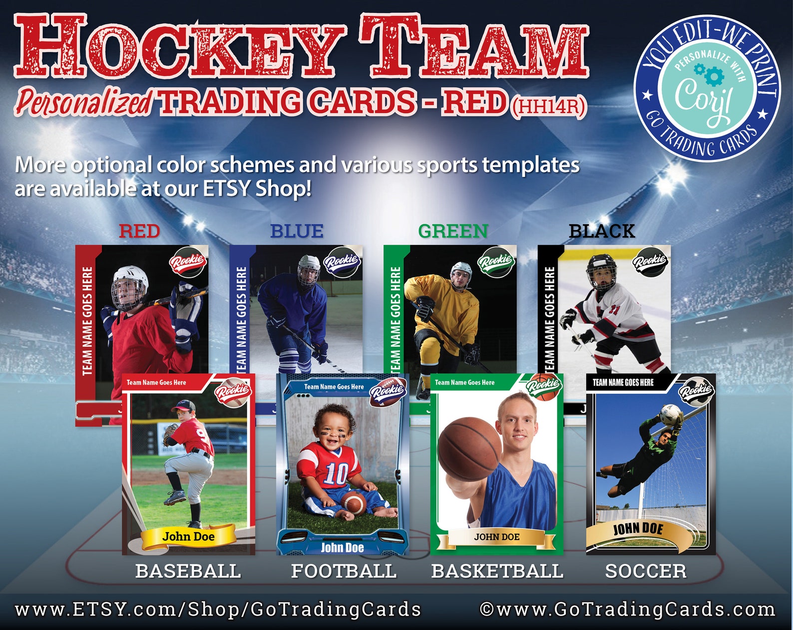 Hockey Team Personalized Hockey Trading Card Template Print Etsy