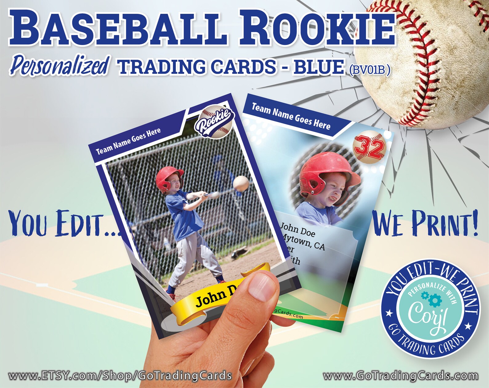 Baseball Rookie Card Custom Trading Card Template. Print & Etsy