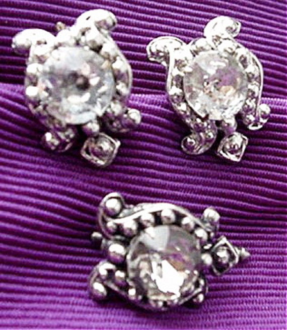 Three Rhinestone Cufflinks Vintage/Antique