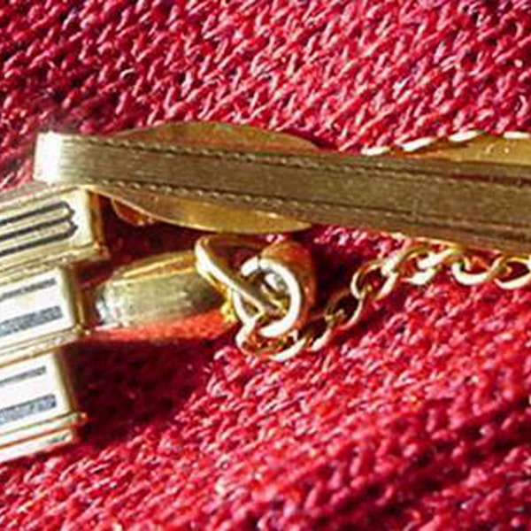 Hickok Initialed Tie Pin, HHW, with Chain