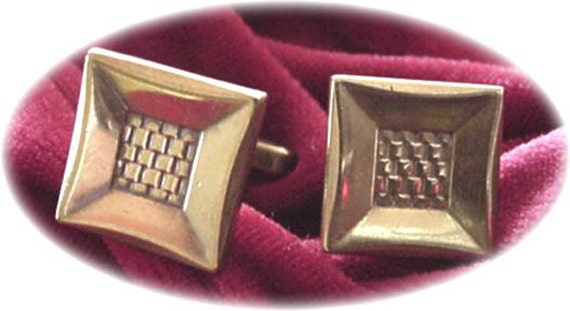Square Brass Cufflinks, Hickok - image 1