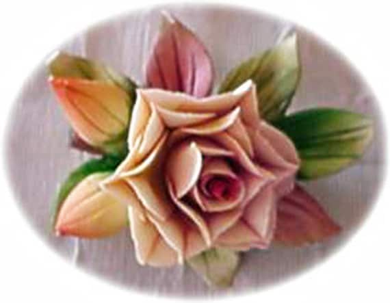 Beautiful Bisque Porcelain Rose Brooch - image 1