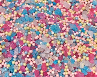 Edible Royal Purple Geode Rock Candy Sprinkles Metallic Gold Gilded Candy Crystals