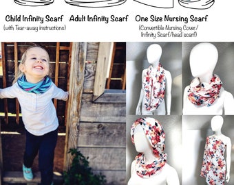 Quick! A Scarf! Digital PDF Sewing Pattern and Tutorial pdf sewing pattern scarf nursing scarf nursing cover infinity scarf child