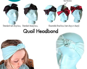 Knotty Headband Bundle digital PDF Sewing Pattern and Tutorial knotted bow quail knot top silly goose headband diy pattern how to