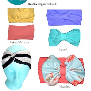 A4 print version- Headband digital PDF Sewing Pattern Tutorial Extra wide headband pillow bow headband sewing pattern
