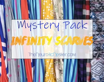 Mystery pack infinity scarf set of 2, 3 or 5 grab bag scarves handmade sale liquidation clearance mom mother wife sister woman