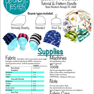 Headwear Bundle digital PDF Sewing Pattern Tutorial Extra Wide Headband slouch beanie bow headband banded beanie knot top image 2