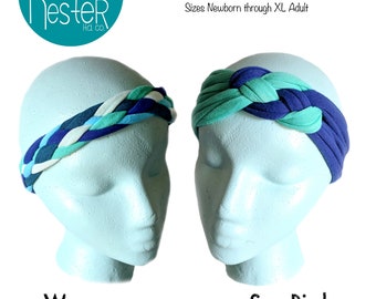 Weaver Seabird Headband Bundle digital PDF sewing Patterns & Tutorial Headbands 5 braid nautical knot baby adult women woman braided