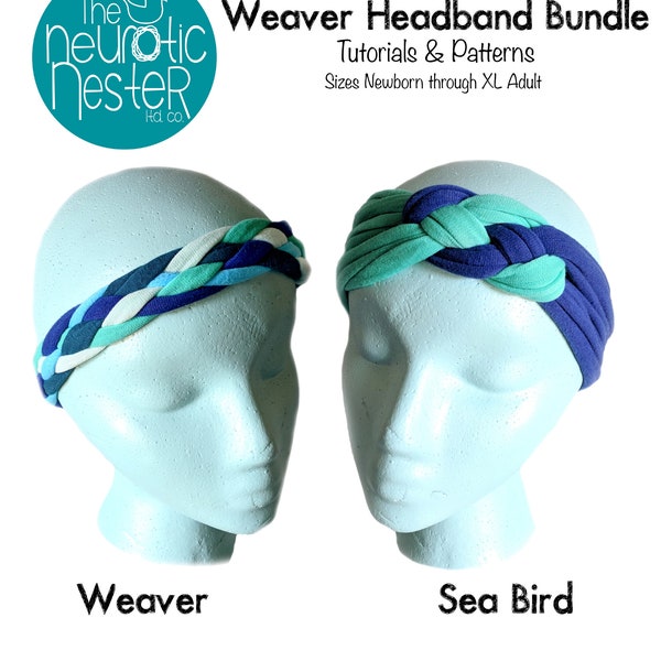 A4 Weaver Seabird Headband Bundle digital pdf sewing Patterns & Tutorial Headbands 5 braid nautical knot baby adult women woman braided