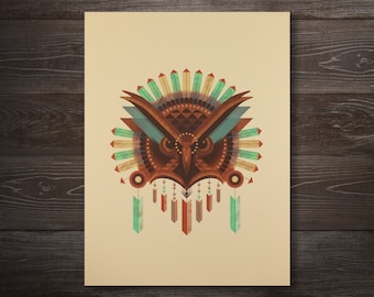 Geometric Owl Screen Print
