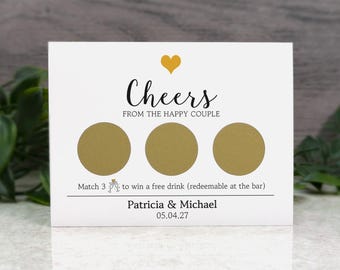 Gold Heart Personalised Drinks Voucher Scratch Off Cards