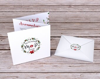 winterchristmas themed tri fold wedding invitation
