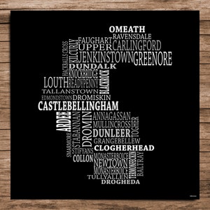 Louth - Typografische Karte von County Louth, Irland (Digitaler Download)