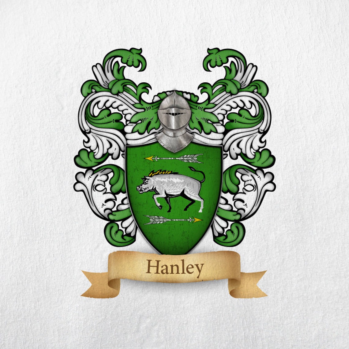 Hanley Family Crest Print Etsy