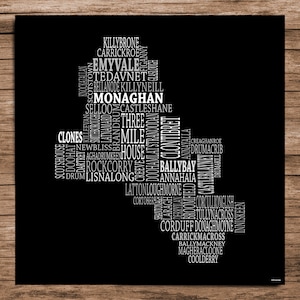 Monaghan - Carte typographique du comté de Monaghan, Irlande (Téléchargement numérique)