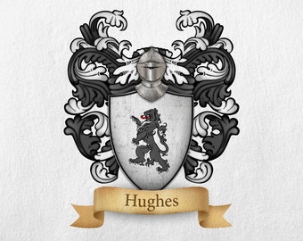 Hughes (Wales) Family Crest - Print