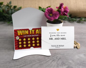 Personalized scratch card holders ideal for wedding scratch off favour wallet
