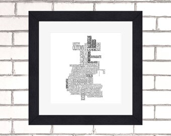 Dublin Typographical Framed Print - Colored Text