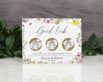 Personalised free drink scratch off voucher favours