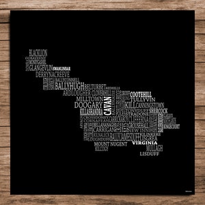 Cavan - Typografische Karte der Grafschaft Cavan, Irland (Digitaler Download)