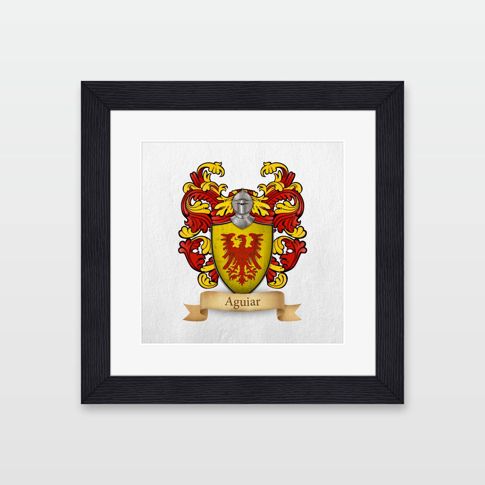 Aguiar Family Coat Of Arms Framed Print Etsy