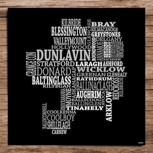 Wicklow - Typografische Karte der Grafschaft Wicklow, Irland (Digitaler Download)