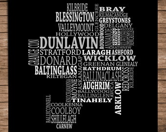 Wicklow - Typographical Map of County Wicklow, Ireland (Digital Download)